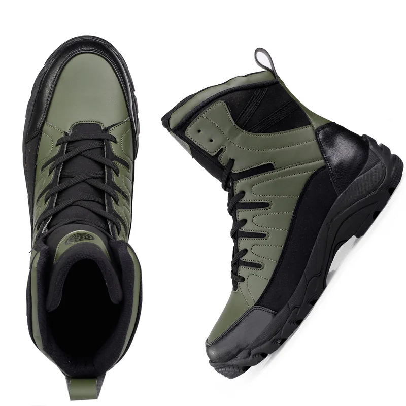 Bacca Bucci Olive Flame 7 Eye Moto Waterproof Snow Boots for Men | Best Price UAE